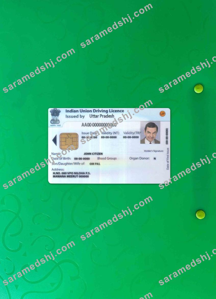 Indian Union driving license photolook FRONT